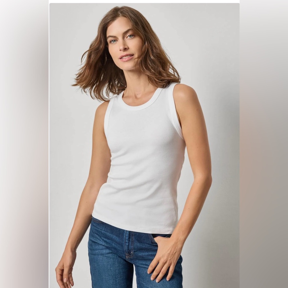 Lilla P White Fitted Sleeveless Tank Top